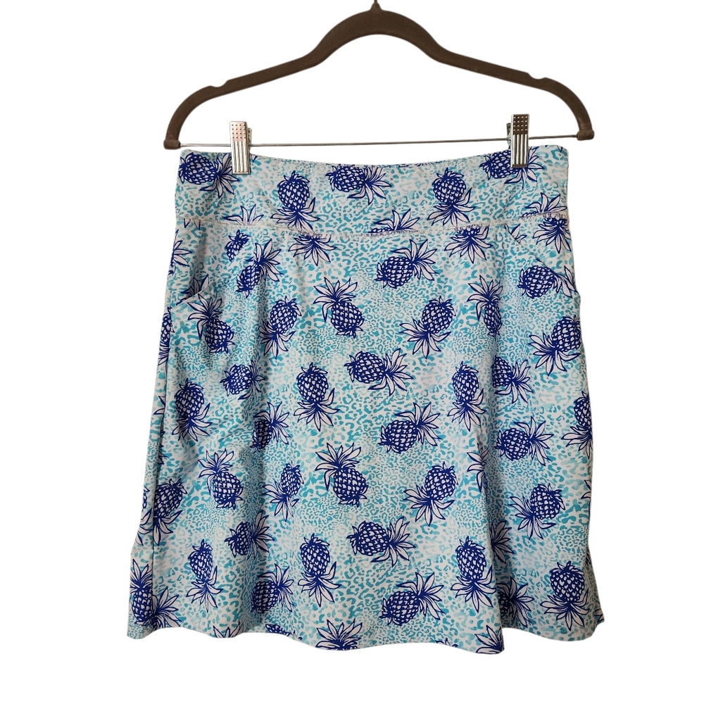 Southwind Apparel UPF 50 Skort Blue Pineapple Cheetah Tennis Beach Pickleball L